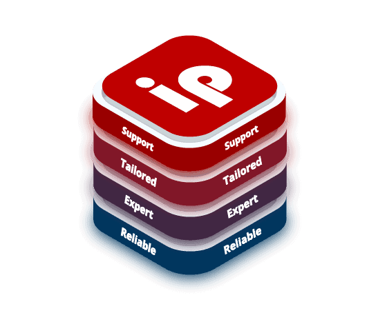 Market Analytics stack - IP logo on top followed by layers of Support, Tailored, Expert, and Reliable